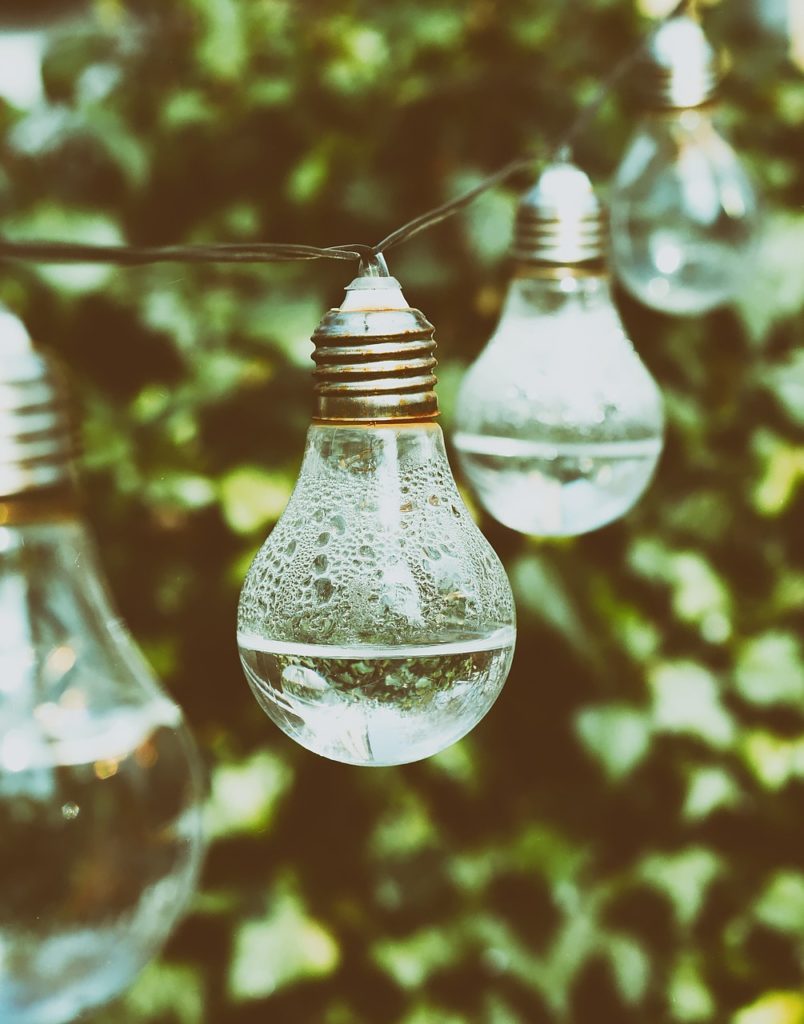 light bulb, water, energy